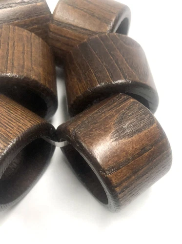 MCM Wooden Napkin Rings Holders 1 Inch Set Of 6 Vintage