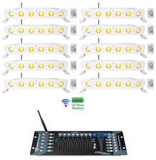 10 Rockville BEST STRIP 60 White Rechargeable Light Bars Wireless DMX Controller