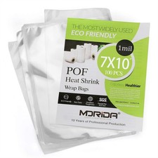 100 pcs 7X10 inch POF Heat Shrink Wrap Bags 100 Gauge, Softer, Clear Film for...