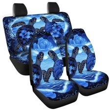 Car Seat Cover 4 Pcs Universal Turtle Floral Print Automotive Front Seat Cove...