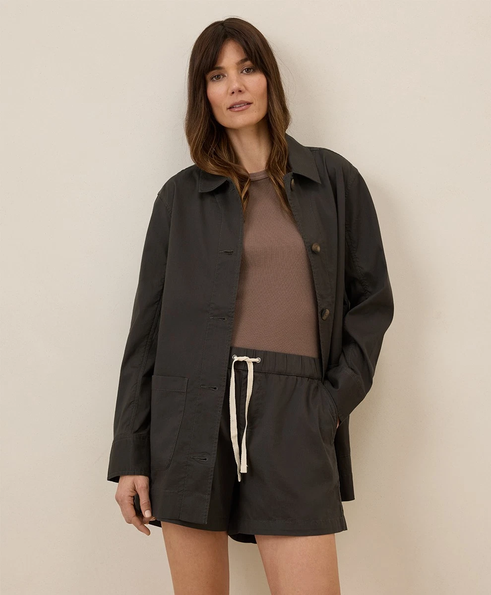 Pact Women's Daily Twill Oversized Lightweight Jacket Small Oak