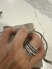 David Yurman Sterling Silver 14.7mm Crossover Ring- Size