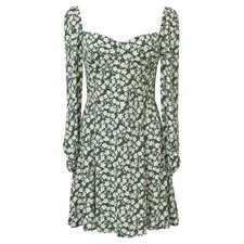 Reformation Floral-Print Mochi Mini Dress In Green Viscose Women Olive Size 7