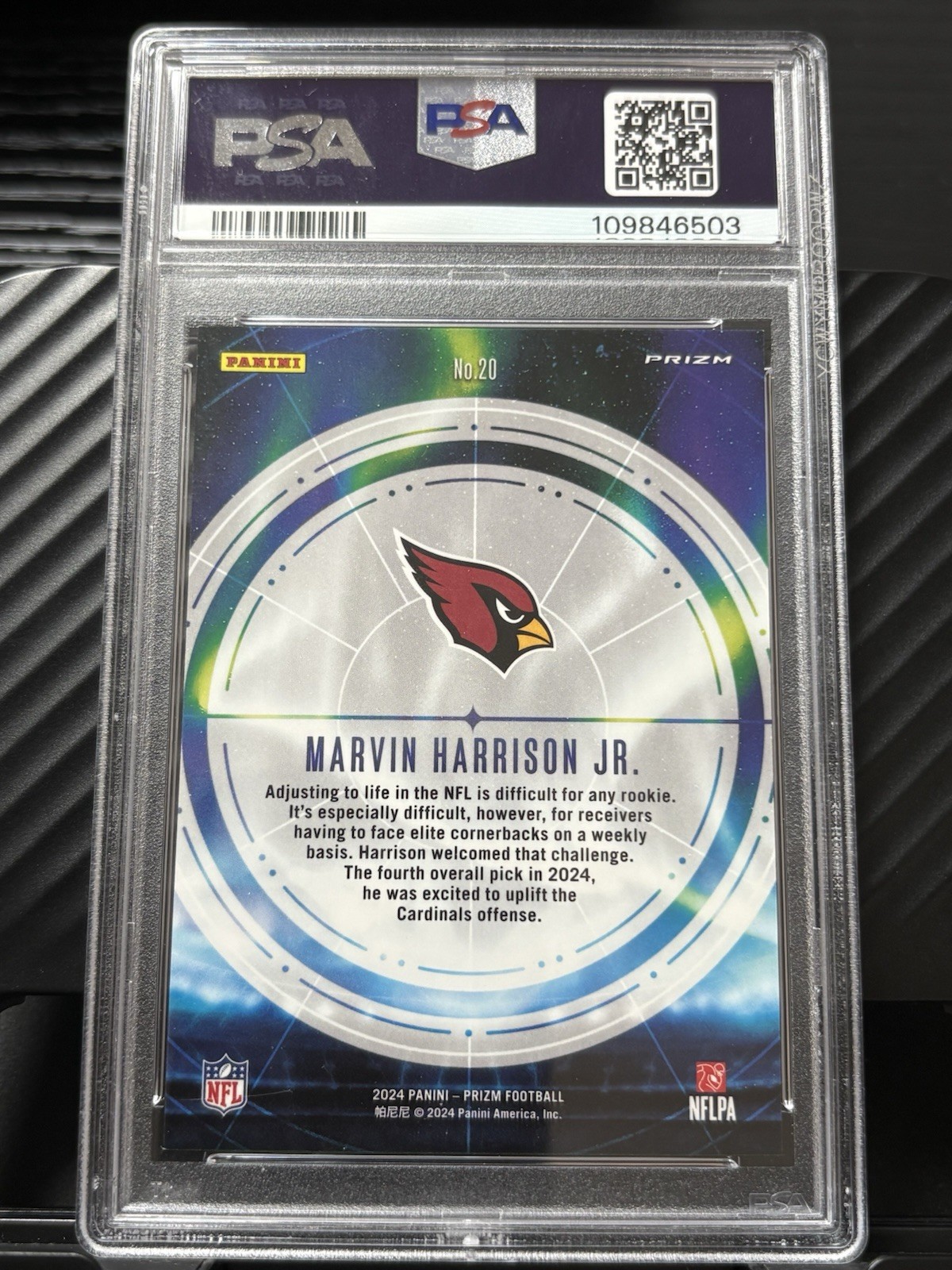 2024 Panini Prizm - Aurora Marvin Harrison Jr. #20 (RC) PSA 9 view 2