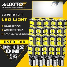 AUXITO 20X T10 168 2825 194 LED License Plate Light Bulbs 6500K HID White 14H EA
