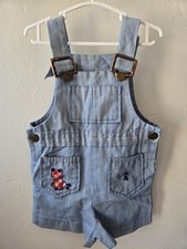 Vintage Healthtex Blue Denim Lightweight Shortall Overalls One-Piece 2T