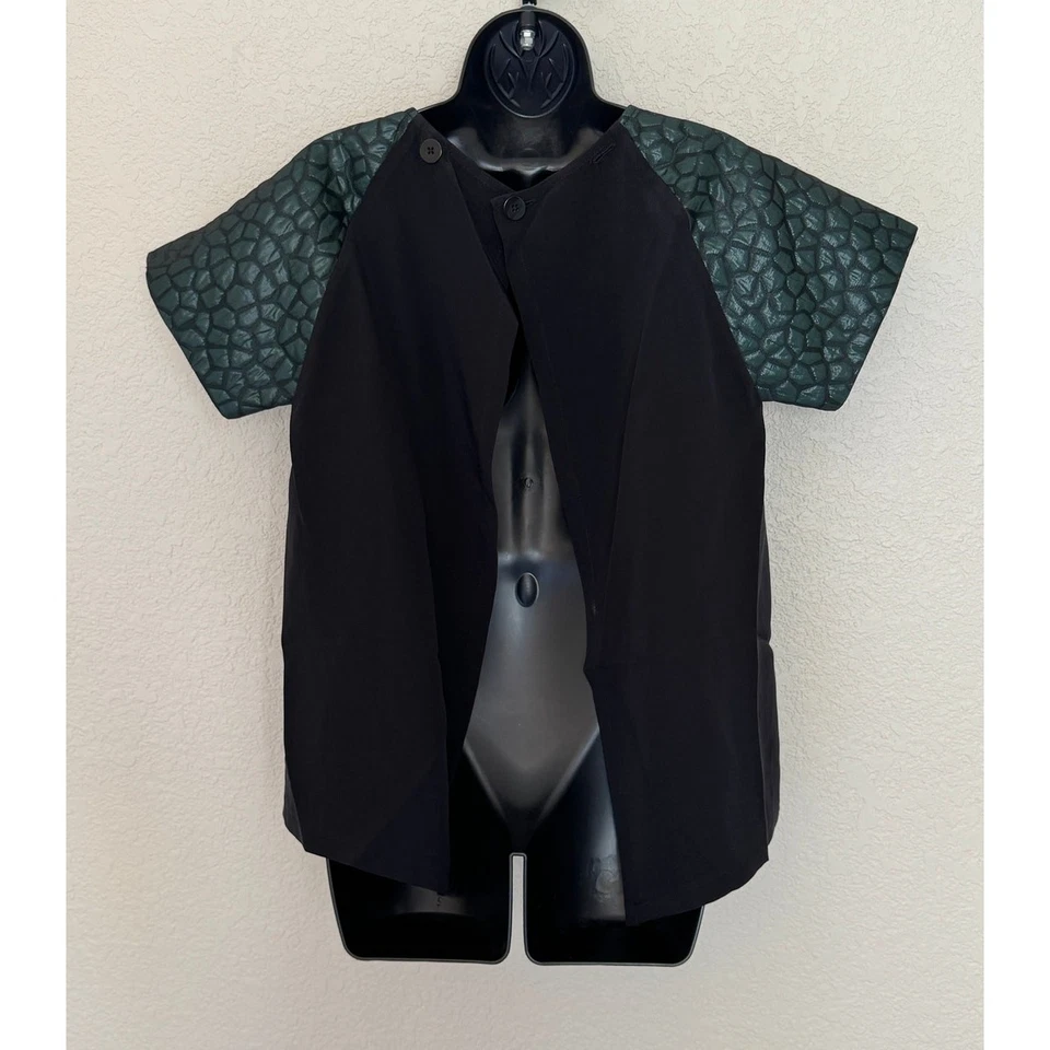 Hunter Bell Metallic Contrast Sleeve Top Open Back XS City Soft Luxe Modern - Image 3 of 4