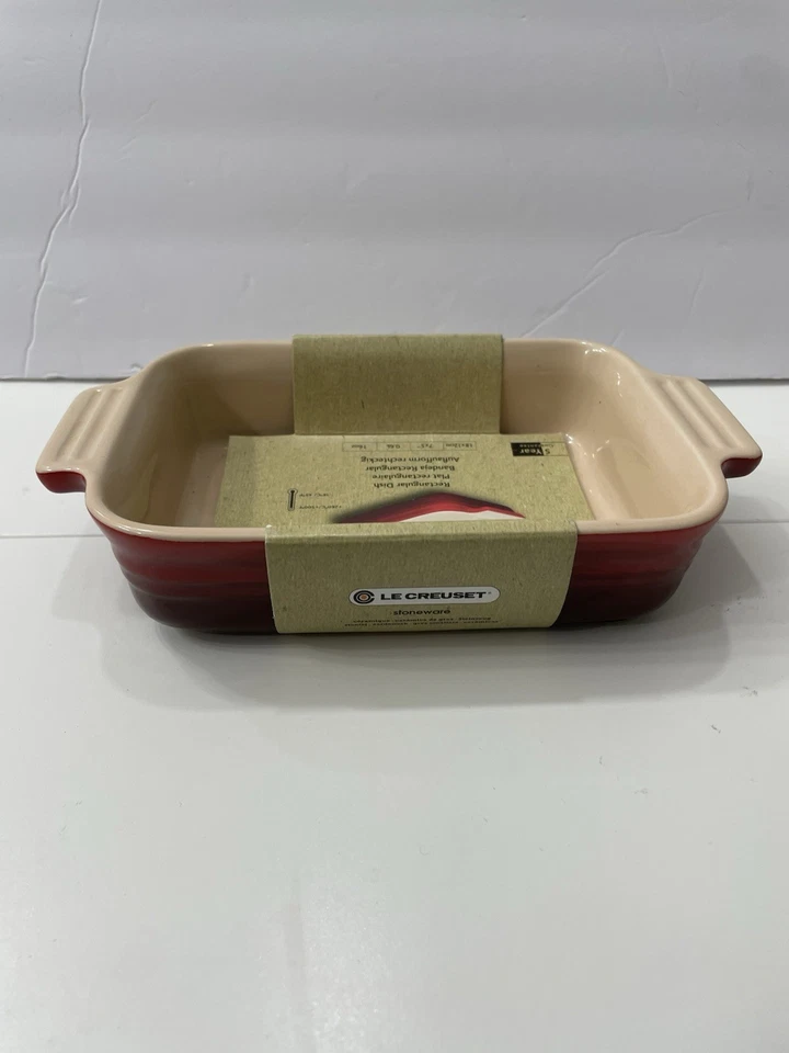 Plato para hornear cerámica rectangular Le Creuset 7"x5" (19 cm) AZUL NUEVO con etiqueta Foto 3 de 4