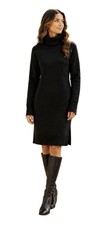 Zenana Oversized Turtleneck Sweater Dress Black Side Slit Soft Knit Size M NWT