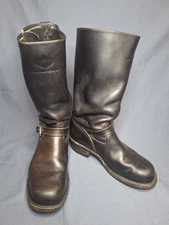 Wesco Steel Toe Engineer Boots Size 11.5 Black Made In USA Vintage 13in. tall