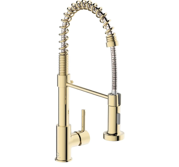 Grifo cocina comercial dorado acero inoxidable con rociador extraíble