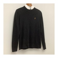 Next Black Mens Long Sleeve Sweater Deer Logo Size S Cotton Nylon Chest 36 38 In