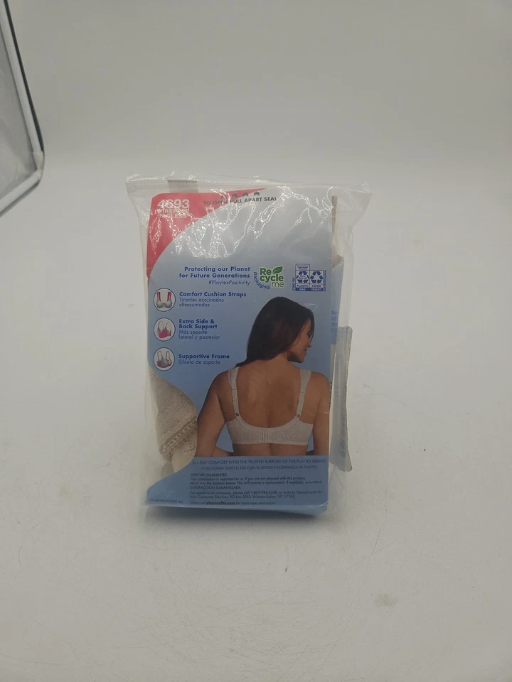 Nuevo en Paquete Sujetador Playtex 18-Hr Active Ultimate Shoulder Comfort 4693 Talla 44G Beige Natural Foto 4 de 4