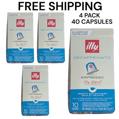 40 Nespresso Decaf Espresso Aluminum Capsules (4 Packs Of 10) Cafè illy 11/2027