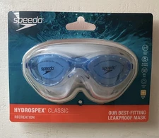 Speedo Hydrospex Classic Swim Googles Leakproof Mask Blue lenses