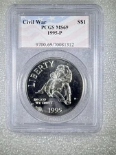 1995-P Civil War Silver Commemorative Dollar MS69 PCGS Mint State 69