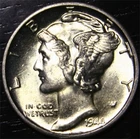 1944 D Mercury Dime 10c US Coin 90% Silver Denver Mint Gem BU FSB