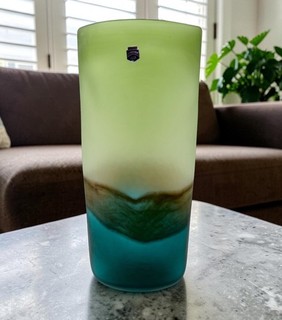 Riesige 34 5 cm Murano Kunstglas Freiform satiniert strukturiert auffallend Studio Vase