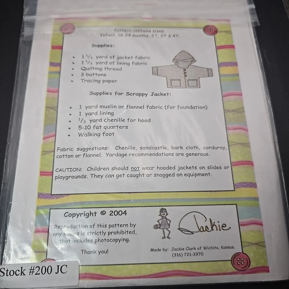 3 Kids Patterns Baby Jacket Hankie Blankie Pet Ladybug Apron Sewing Mix - Image 3 of 4