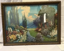 Rare Antique Framed "English Garden" Print By The Artist R. Atkinson Fox