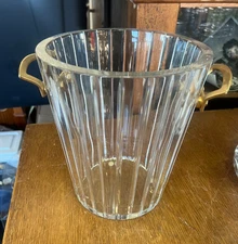 Baccarat Crystal France Harmonie Ice Bucket with Gold Tone Handles ESAS