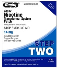 Rugby Nicotine Patch Step 2 14mg Clear   42 Patches 3 Boxes Stop Smoking Aid