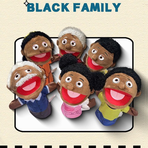 1 Stück Handpuppe Spielzeug schwarz Familie Handpuppe Plüschtier pädagogisches Handspielzeug