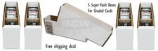 5 BCW Graded Card Super Vault Shoe Storage Box PSA Beckett & Other Slabed Cards