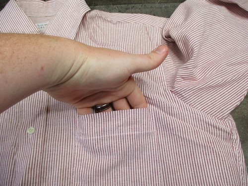 Vintage Arrow Dover Shirt Mens 16 32/33 Red Striped Twill Oxford Button Down 80s - Picture 6 of 12