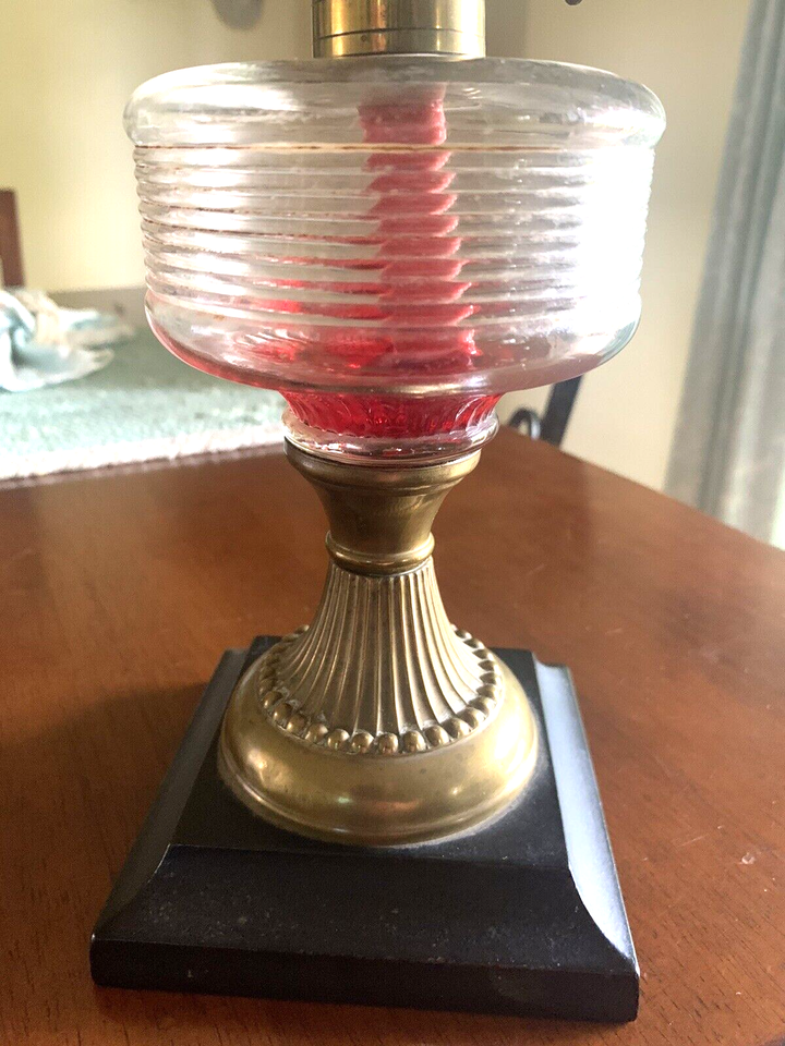 Early C. 1870’s Antique Atterbury RIB FONT With STEEL BASE Kerosene oil