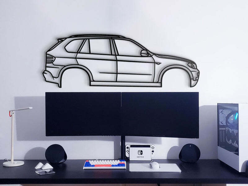 3D Acrylic Metal Car Wall Art - USA Silhouette 2007 BMW X5 E70 Auto Decor