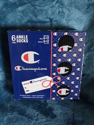 Champion Men's Ankle Socks 6-Pack Double Dry-Arch Support-Cushioned Size 6-12 - 第 1/4 張圖片