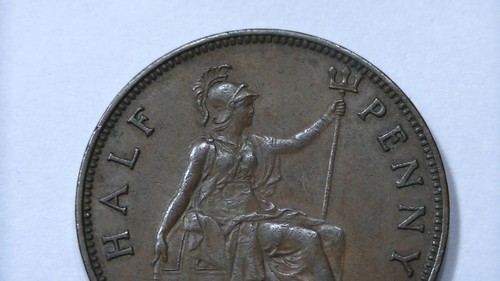 1936 UNITED KINGDOM UK ENGLAND BRONZE HALF PENNY KING GEORGE V ANTIQUE COIN - Picture 7 of 17
