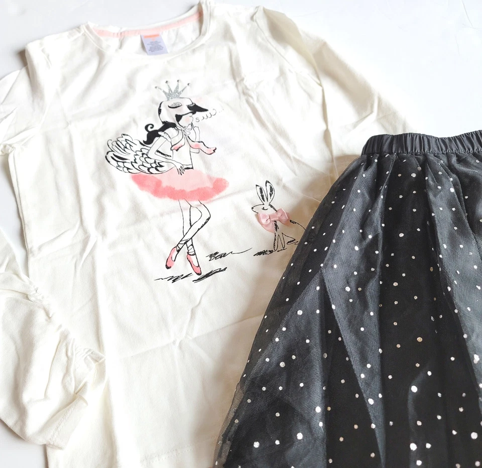 Camiseta de Baile Gymboree Talla 10-12 "Blushing Swan" Diva Bunny Negra Brillante TuTu Nueva con Etiquetas Foto 3 de 3