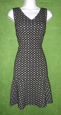 Nine West Black White Stretch Knit Flounce Versatile Work Social Dress 4 $89