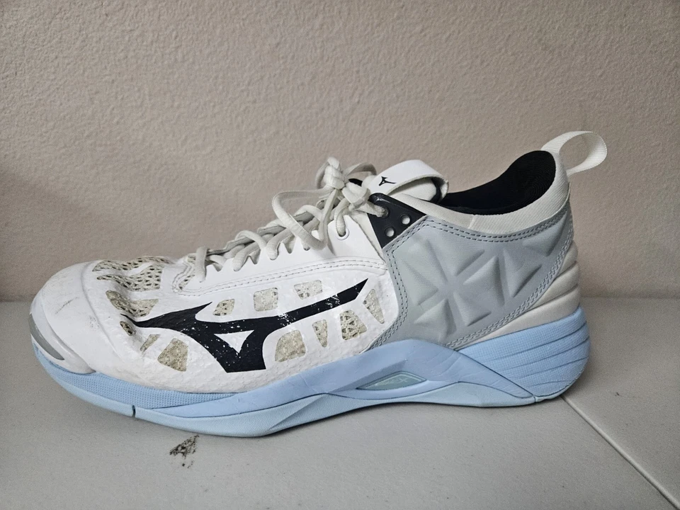 Mizuno Wave Momentum Womens Volleyball Shoes Size 11 White Blue Grey Black - Image 2 of 4