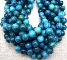 Genuine 6/8/10/12mm Blue Apatite Round Gemstone Loose Beads 15" AAA