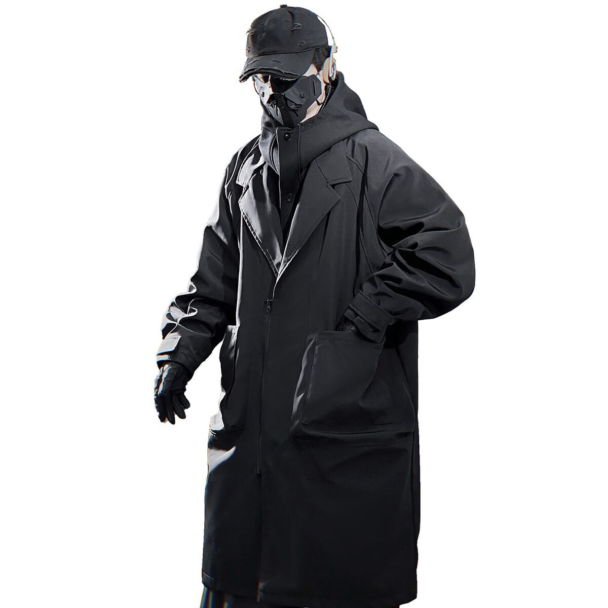 Niepce Men's Urban Techwear Streetwear Trench Coat with Niepce Men's Urban Techwear Streetwear Trench Coat with