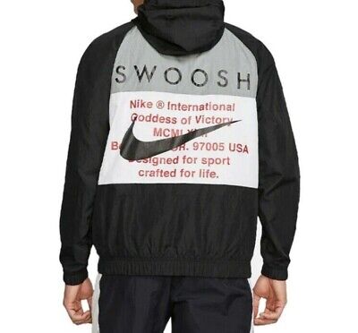 Nike Sportswear Swoosh Hooded Woven Jacket Black / White Nike Sportswear Swoosh Hooded Woven Jacket Black / White