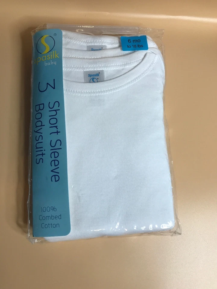 Body de manga corta de algodón para bebé blanco (paquete de 3) de 6 meses a 18 libras Foto 2 de 4