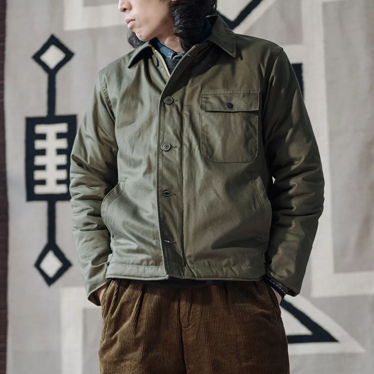 Non Stock Retro Men s US Navy A 2 Deck Jacket Military Flight Winter Fleece Coat