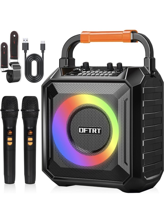 Portable Karaoke Speaker Loud 2 Wireless Microphones 20W NIB US Stock DFTRT