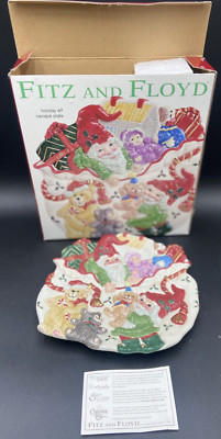 VTG Friz Floyd 2003 Christmas Santa Holiday Elf Gifts Snow Canape 9'' Plate NEW