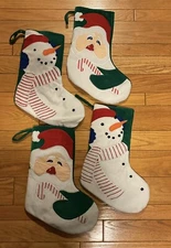 Department 56 Santa/Snowman Stockings~Lot Of 4~High Quality~Lined~Large~Lights
