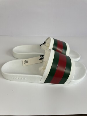 Gucci Pursuit 72 Pool Slides White Rubber 308234 Size 12/US 12.5