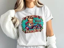 Funny Vintage Baby Car T-Shirt, Retro Baby Driving Car Meme Tee, On My Way To