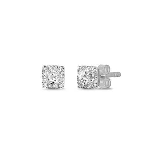 10k White Gold Round Natural Diamond Fashion Stud Earrings Gift for Women - Picture 3 of 3