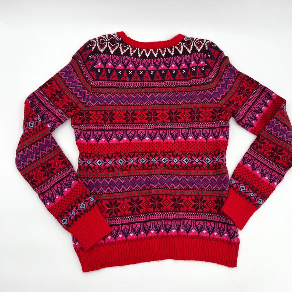 H&M Sweater Womens Medium Red Striped Pullover Christmas Snowflake Long Sleeve - Image 2 of 4