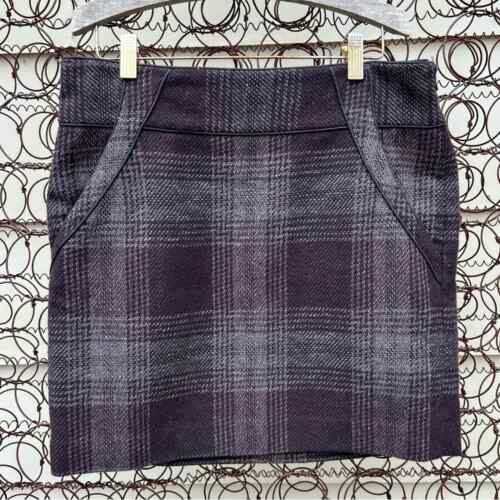 Ann Taylor Loft Factory Gray Purple Plaid Wool Bl… - image 1