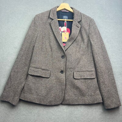 Joules Blazer Women UK 14 Brown Herringbone Tweed AGATHA Parade Jacket Hacking